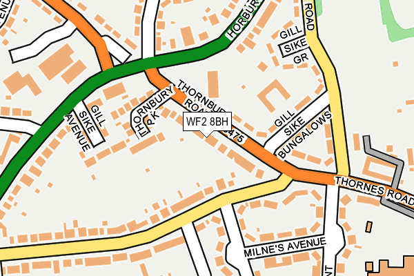 WF2 8BH map - OS OpenMap – Local (Ordnance Survey)