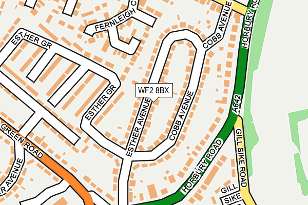 WF2 8BX map - OS OpenMap – Local (Ordnance Survey)