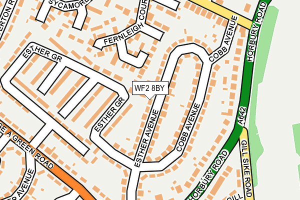 WF2 8BY map - OS OpenMap – Local (Ordnance Survey)