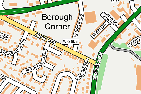 WF2 8DB map - OS OpenMap – Local (Ordnance Survey)