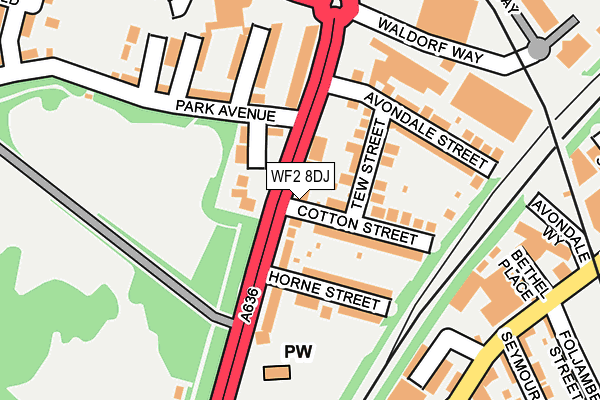 WF2 8DJ map - OS OpenMap – Local (Ordnance Survey)
