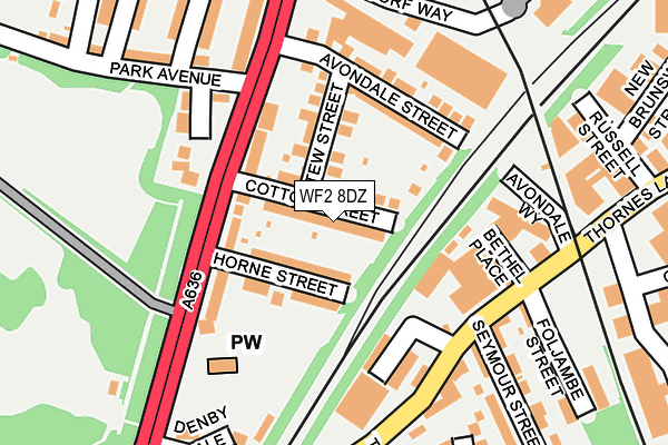 WF2 8DZ map - OS OpenMap – Local (Ordnance Survey)