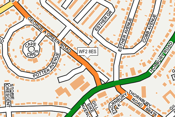 WF2 8ES map - OS OpenMap – Local (Ordnance Survey)