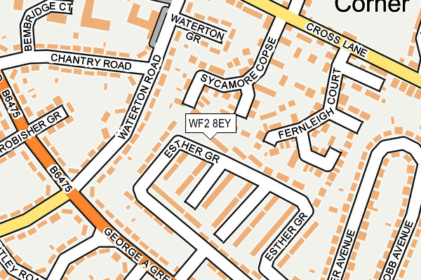 WF2 8EY map - OS OpenMap – Local (Ordnance Survey)