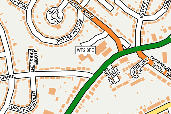 WF2 8FE map - OS OpenMap – Local (Ordnance Survey)