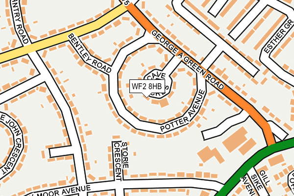 WF2 8HB map - OS OpenMap – Local (Ordnance Survey)