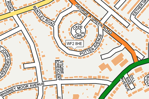 WF2 8HE map - OS OpenMap – Local (Ordnance Survey)