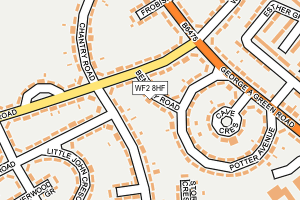 WF2 8HF map - OS OpenMap – Local (Ordnance Survey)