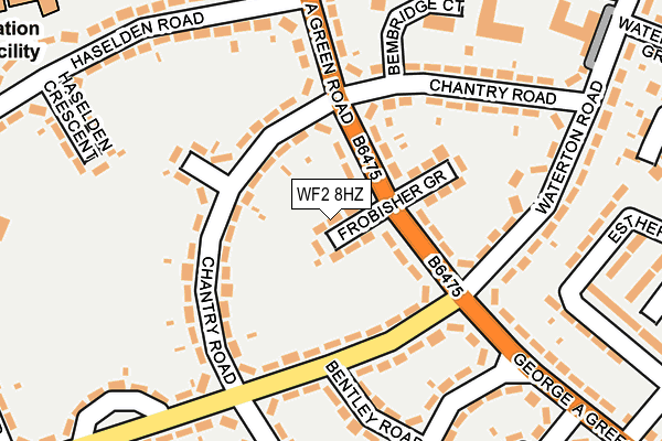 WF2 8HZ map - OS OpenMap – Local (Ordnance Survey)