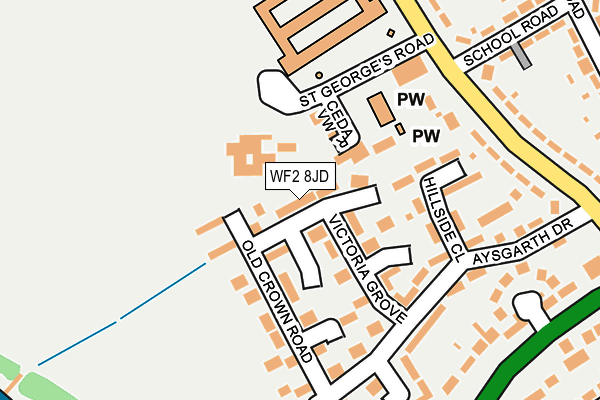 WF2 8JD map - OS OpenMap – Local (Ordnance Survey)