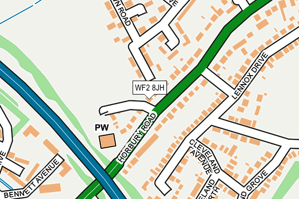 WF2 8JH map - OS OpenMap – Local (Ordnance Survey)