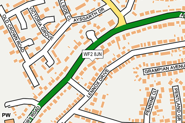 WF2 8JN map - OS OpenMap – Local (Ordnance Survey)