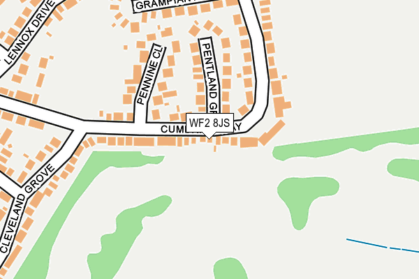 WF2 8JS map - OS OpenMap – Local (Ordnance Survey)