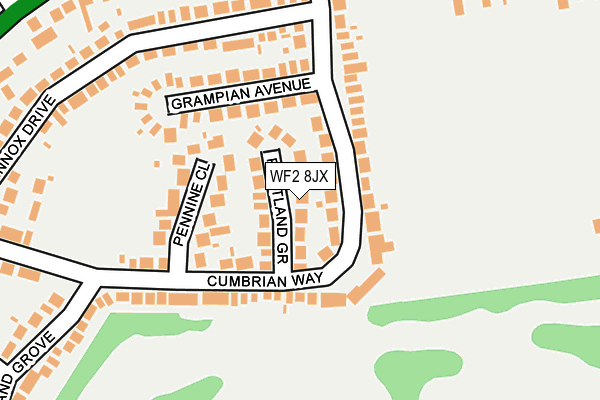 WF2 8JX map - OS OpenMap – Local (Ordnance Survey)