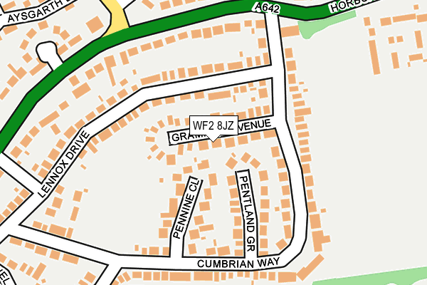 WF2 8JZ map - OS OpenMap – Local (Ordnance Survey)
