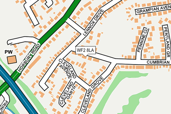 WF2 8LA map - OS OpenMap – Local (Ordnance Survey)