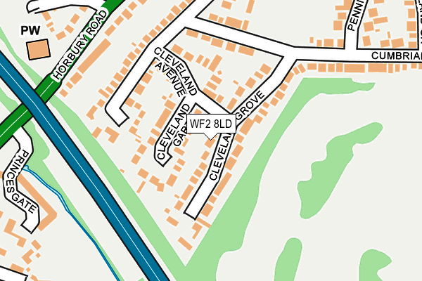 WF2 8LD map - OS OpenMap – Local (Ordnance Survey)