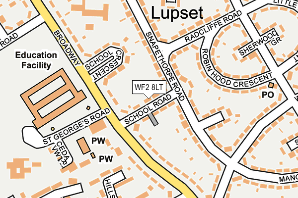 WF2 8LT map - OS OpenMap – Local (Ordnance Survey)