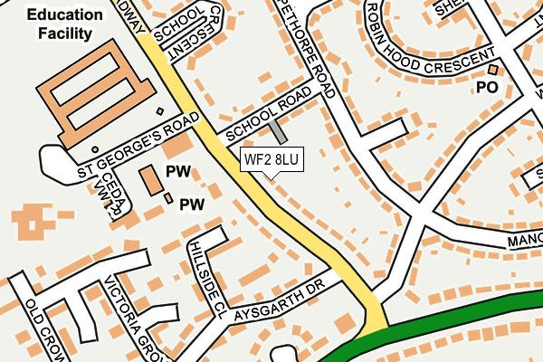 WF2 8LU map - OS OpenMap – Local (Ordnance Survey)