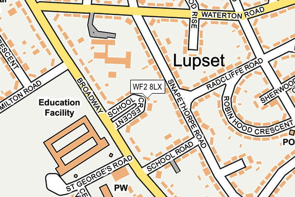 WF2 8LX map - OS OpenMap – Local (Ordnance Survey)