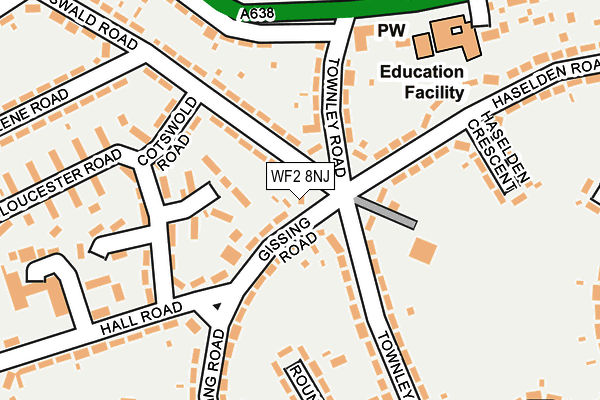 WF2 8NJ map - OS OpenMap – Local (Ordnance Survey)