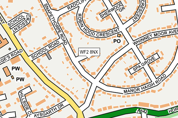 WF2 8NX map - OS OpenMap – Local (Ordnance Survey)