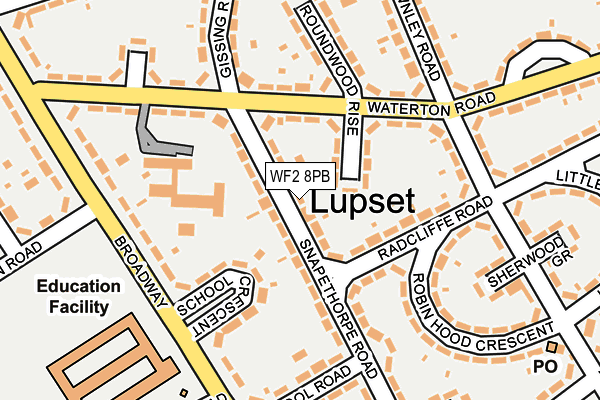 WF2 8PB map - OS OpenMap – Local (Ordnance Survey)