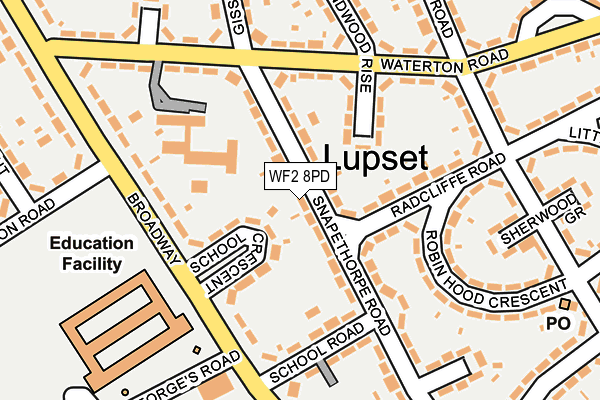 WF2 8PD map - OS OpenMap – Local (Ordnance Survey)