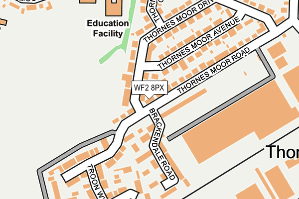 WF2 8PX map - OS OpenMap – Local (Ordnance Survey)