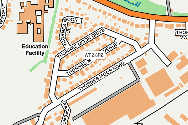 WF2 8PZ map - OS OpenMap – Local (Ordnance Survey)