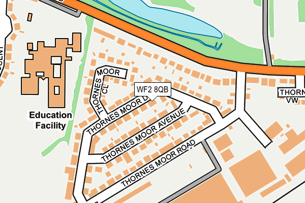 WF2 8QB map - OS OpenMap – Local (Ordnance Survey)