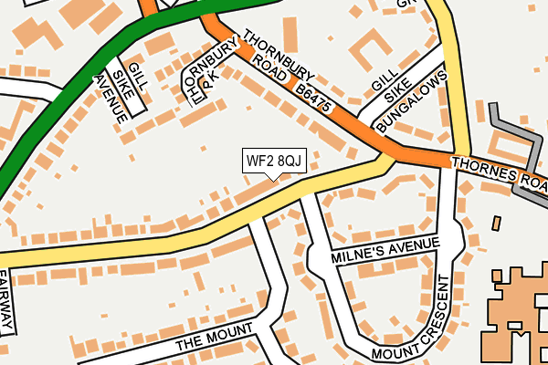 WF2 8QJ map - OS OpenMap – Local (Ordnance Survey)