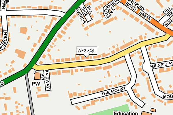 WF2 8QL map - OS OpenMap – Local (Ordnance Survey)