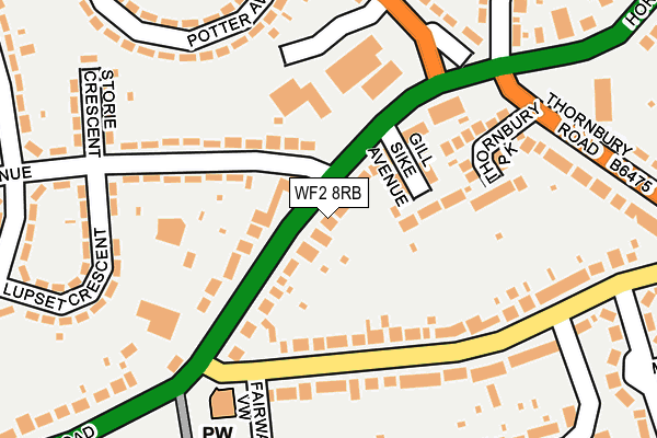 WF2 8RB map - OS OpenMap – Local (Ordnance Survey)