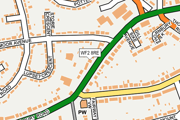 WF2 8RE map - OS OpenMap – Local (Ordnance Survey)