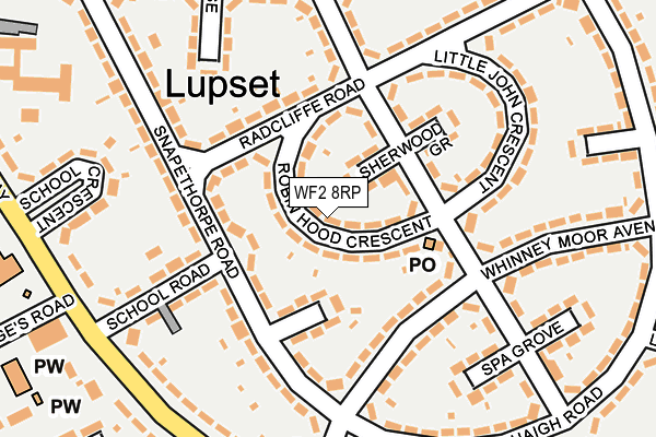 WF2 8RP map - OS OpenMap – Local (Ordnance Survey)