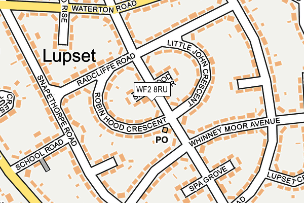 WF2 8RU map - OS OpenMap – Local (Ordnance Survey)