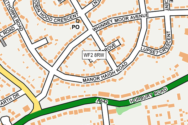 WF2 8RW map - OS OpenMap – Local (Ordnance Survey)