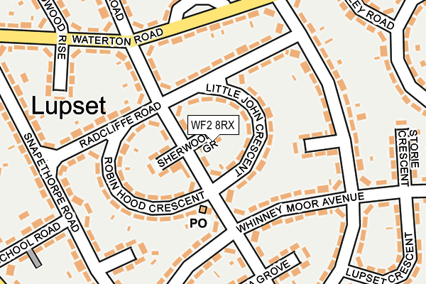 WF2 8RX map - OS OpenMap – Local (Ordnance Survey)