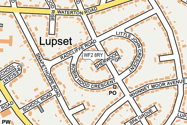 WF2 8RY map - OS OpenMap – Local (Ordnance Survey)