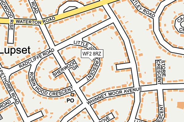 WF2 8RZ map - OS OpenMap – Local (Ordnance Survey)