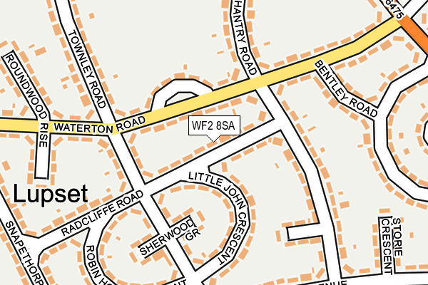 WF2 8SA map - OS OpenMap – Local (Ordnance Survey)