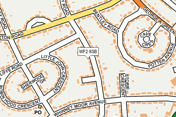 WF2 8SB map - OS OpenMap – Local (Ordnance Survey)