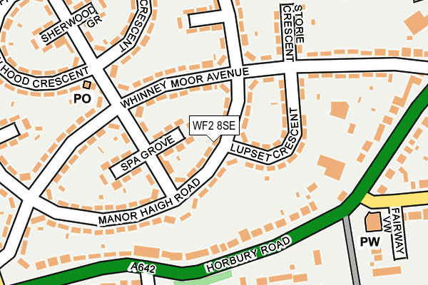 WF2 8SE map - OS OpenMap – Local (Ordnance Survey)