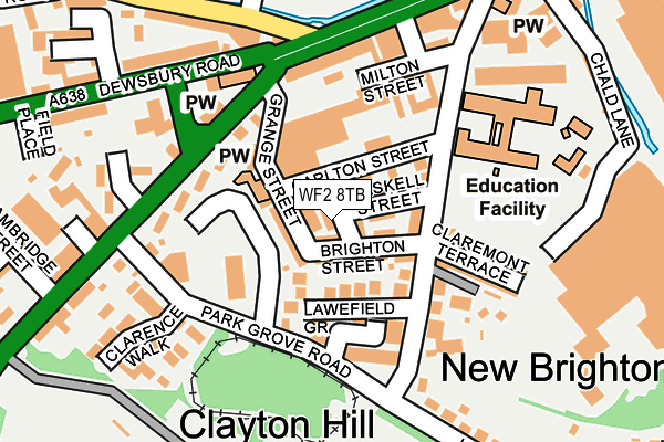 WF2 8TB map - OS OpenMap – Local (Ordnance Survey)