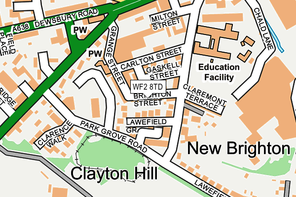 WF2 8TD map - OS OpenMap – Local (Ordnance Survey)