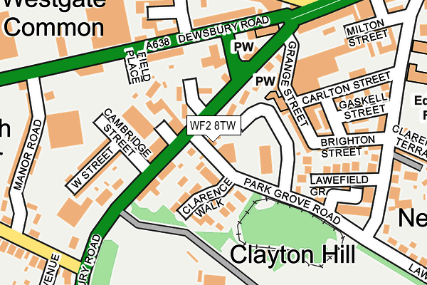 WF2 8TW map - OS OpenMap – Local (Ordnance Survey)