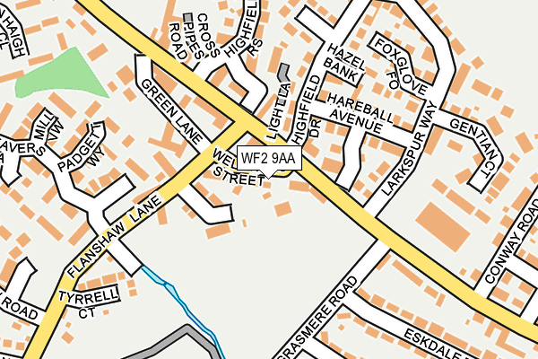 WF2 9AA map - OS OpenMap – Local (Ordnance Survey)
