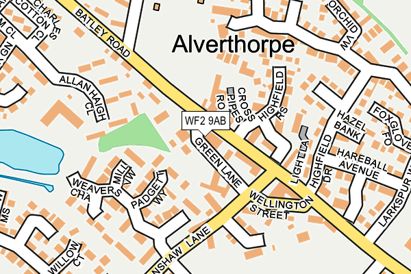 WF2 9AB map - OS OpenMap – Local (Ordnance Survey)