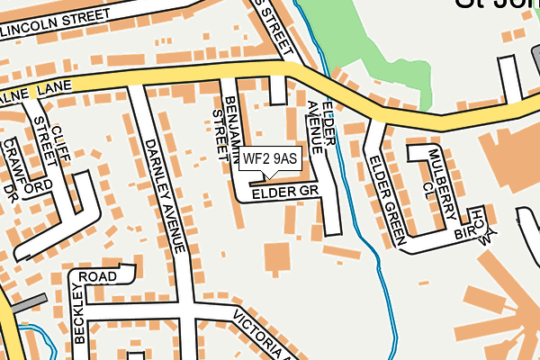 WF2 9AS map - OS OpenMap – Local (Ordnance Survey)